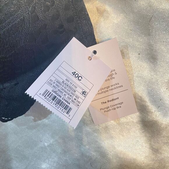 Auden NWT black size 40C the Radiant plunge cover push up bra black lace - Picture 5 of 5